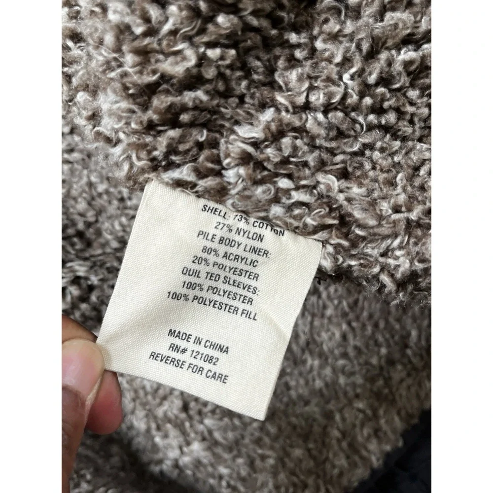 Relwen Mens Peacoat Sherpa Lined Anchor Button Coat, Size Medium